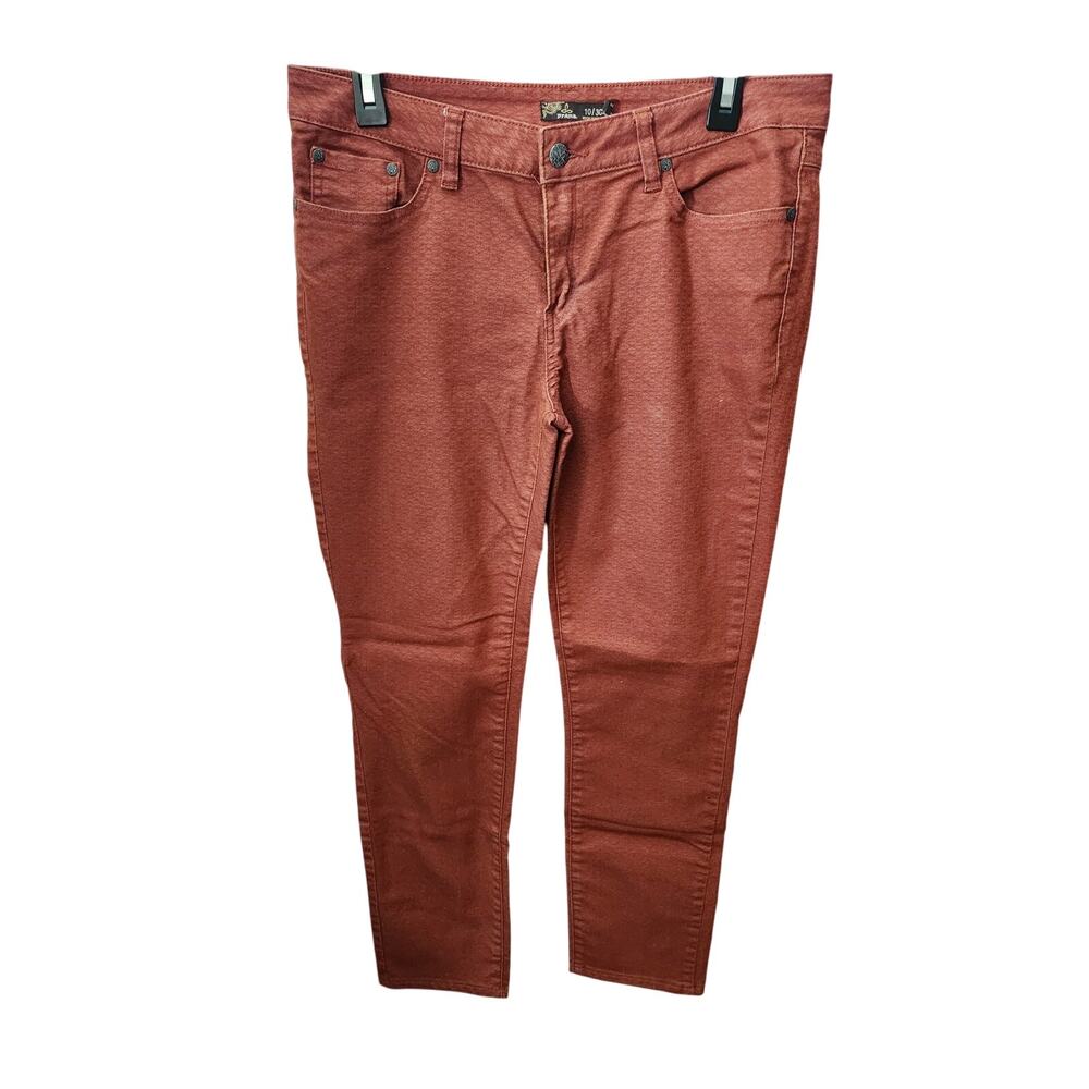 PRANA KARA Organic Cotton Red Patterned Ankle Skinny‎ Jeans